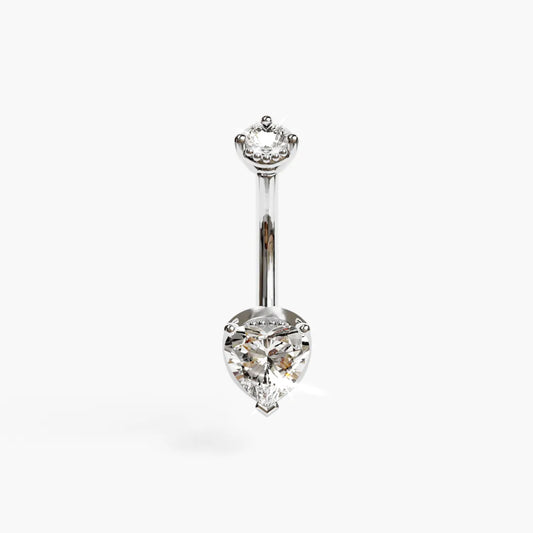La Femme Heart 1.0 ct. Diamond Belly Ring White Gold