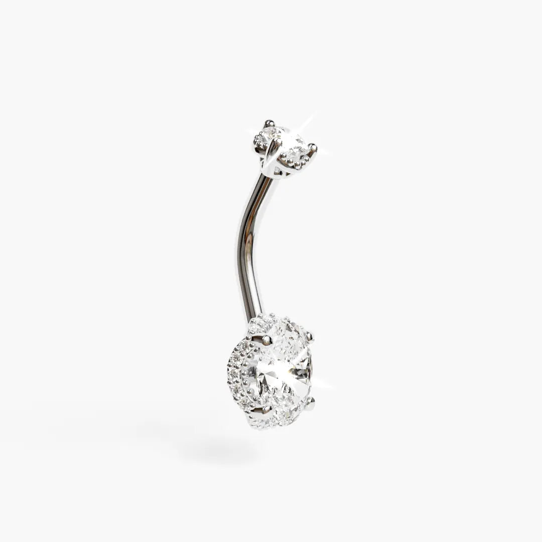 La Femme Oval Pavé 1.4 ct. Diamond Belly Ring White Gold