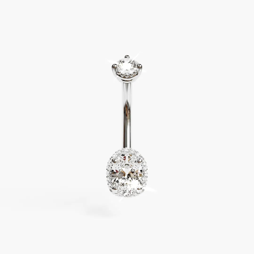La Femme Oval Pavé 0.9 ct. Diamond Belly Ring White Gold