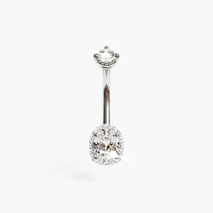 La Femme Oval Pavé 0.9 ct. Diamond Belly Ring White Gold