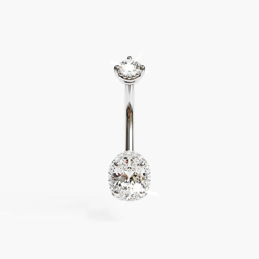 La Femme Oval Pavé 0.9 ct. Diamond Belly Ring White Gold