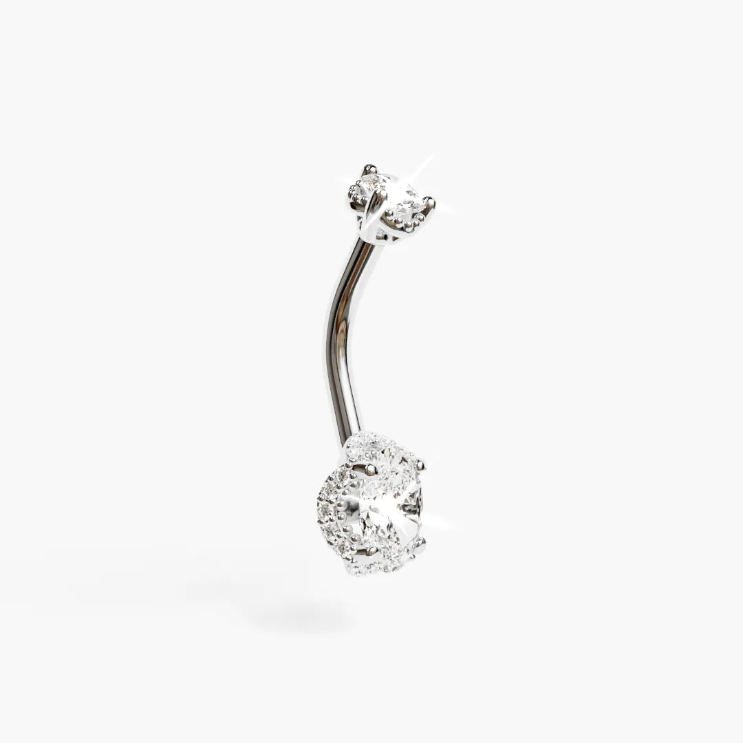 La Femme Oval Pavé 0.9 ct. Diamond Belly Ring White Gold
