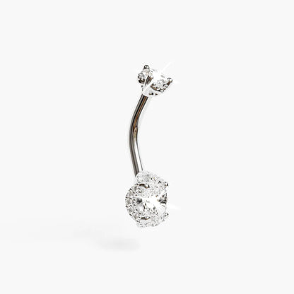 La Femme Oval Pavé 0.9 ct. Diamond Belly Ring White Gold