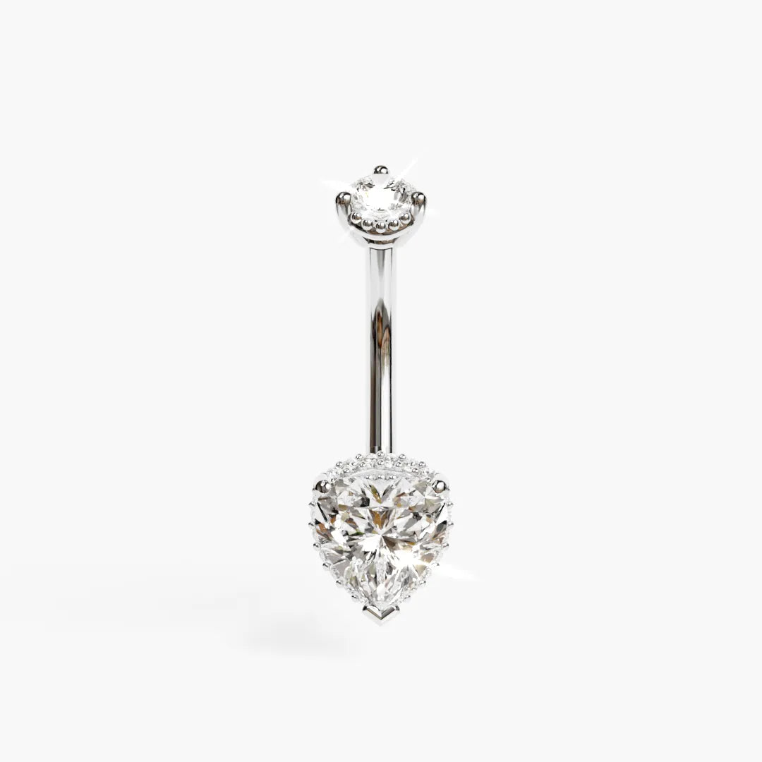 La Femme Heart Pavé 1.5 ct. Diamond Belly Ring White Gold