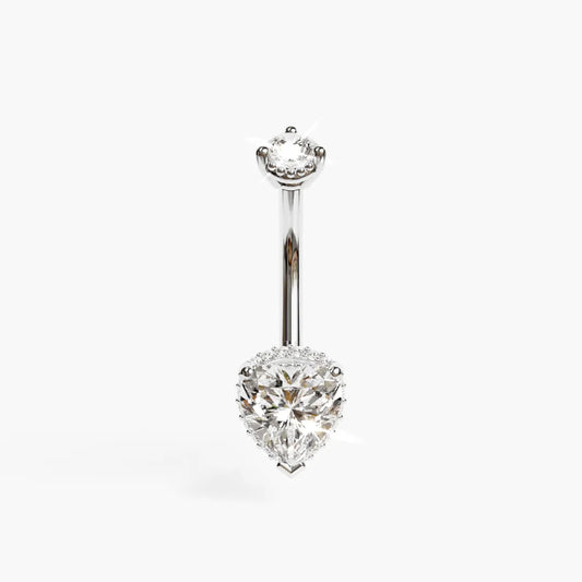 La Femme Heart Pavé 1.5 ct. Diamond Belly Ring White Gold