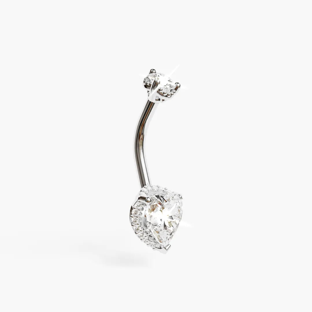 La Femme Heart Pavé 1.5 ct. Diamond Belly Ring White Gold