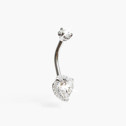 La Femme Heart Pavé 1.5 ct. Diamond Belly Ring White Gold