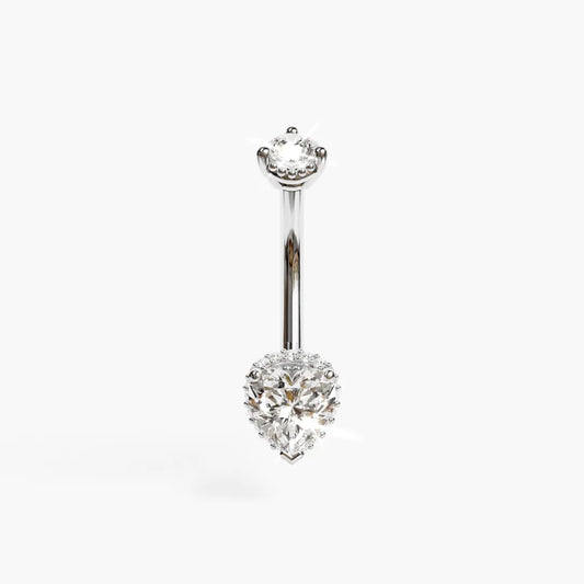 La Femme Heart Pavé 1.0 ct. Diamond Belly Ring White Gold