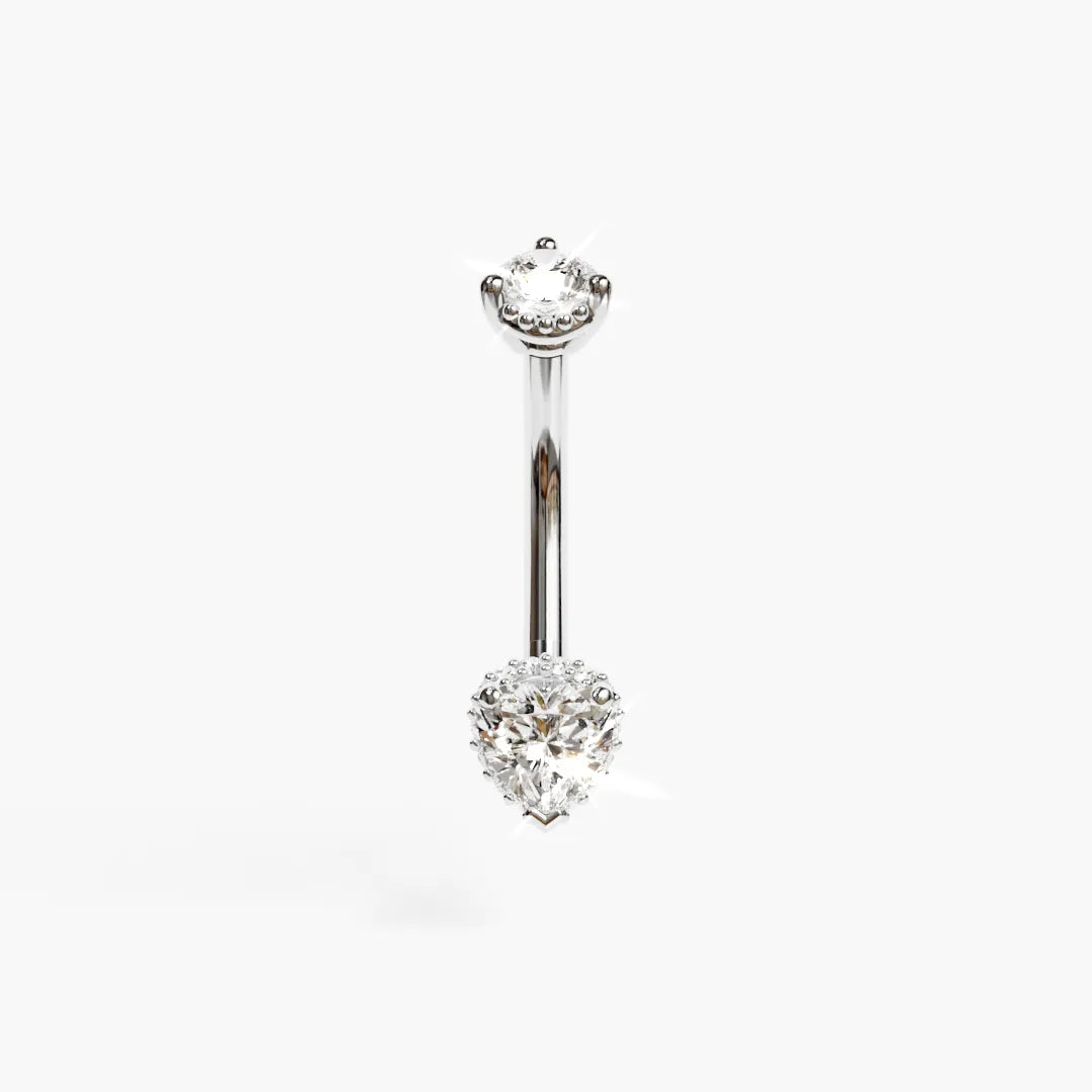 La Femme Heart Pave 0.5 ct. Diamond Belly Ring White Gold