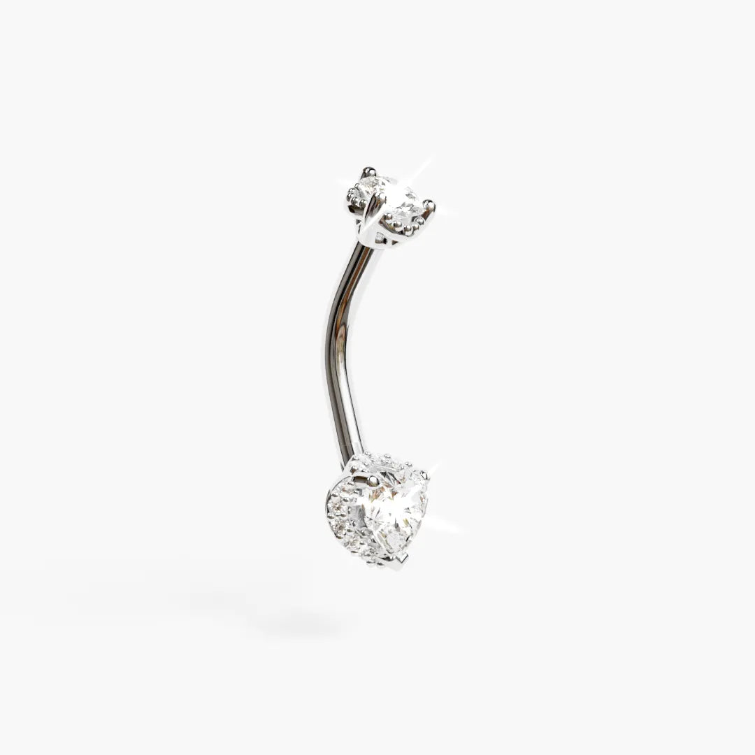 La Femme Heart Pave 0.5 ct. Diamond Belly Ring White Gold