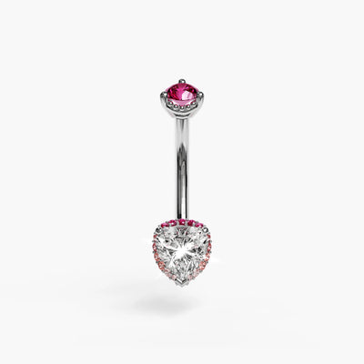 La Femme Heart Blush Halo Pavé 1.0 ct. Belly Ring White Gold