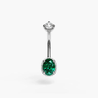 La Femme Oval Envy Pavé 0.9 ct. Belly Ring White Gold