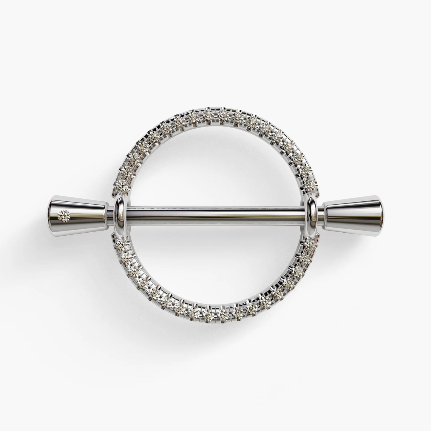 La Lune Pavé Nipple Barbell White Gold