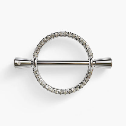 La Lune Pavé Nipple Barbell White Gold