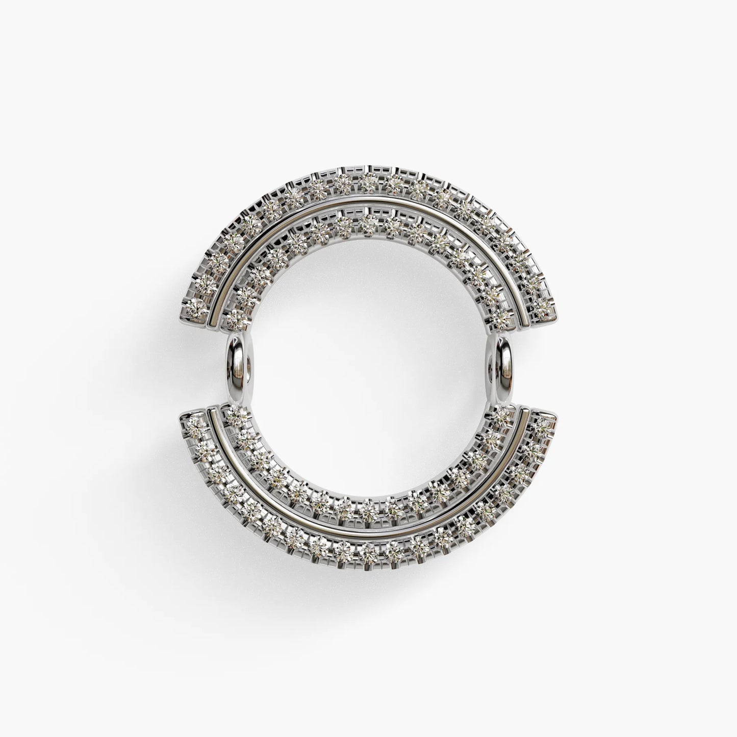La Lune Double Pavé Nipple Barbell White Gold