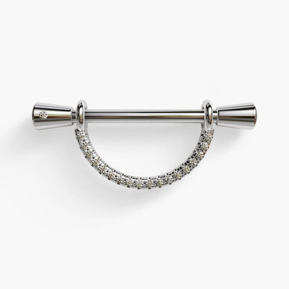 La Lune Arc Nipple Barbell White Gold