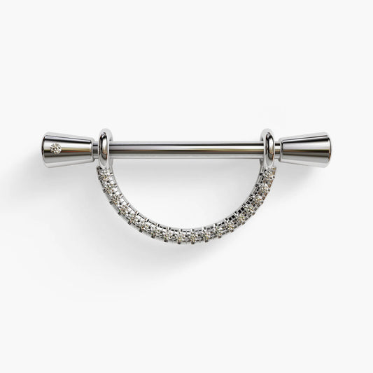 La Lune Arc Nipple Barbell White Gold