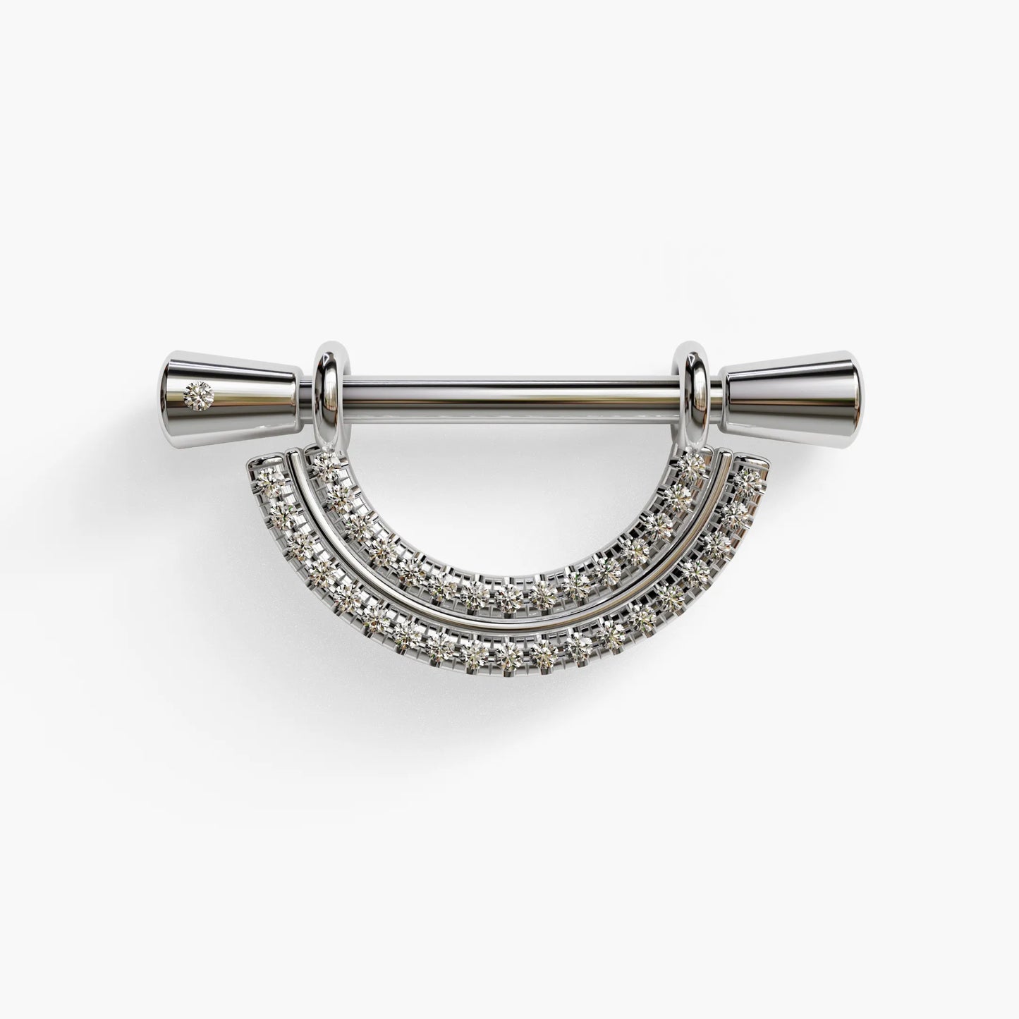 La Lune Double Arc Nipple Barbell White Gold
