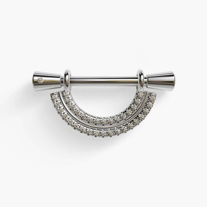 La Lune Double Arc Nipple Barbell White Gold