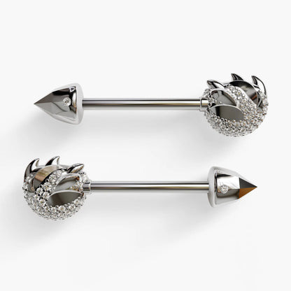Sauvage Paw Nipple Barbell White Gold