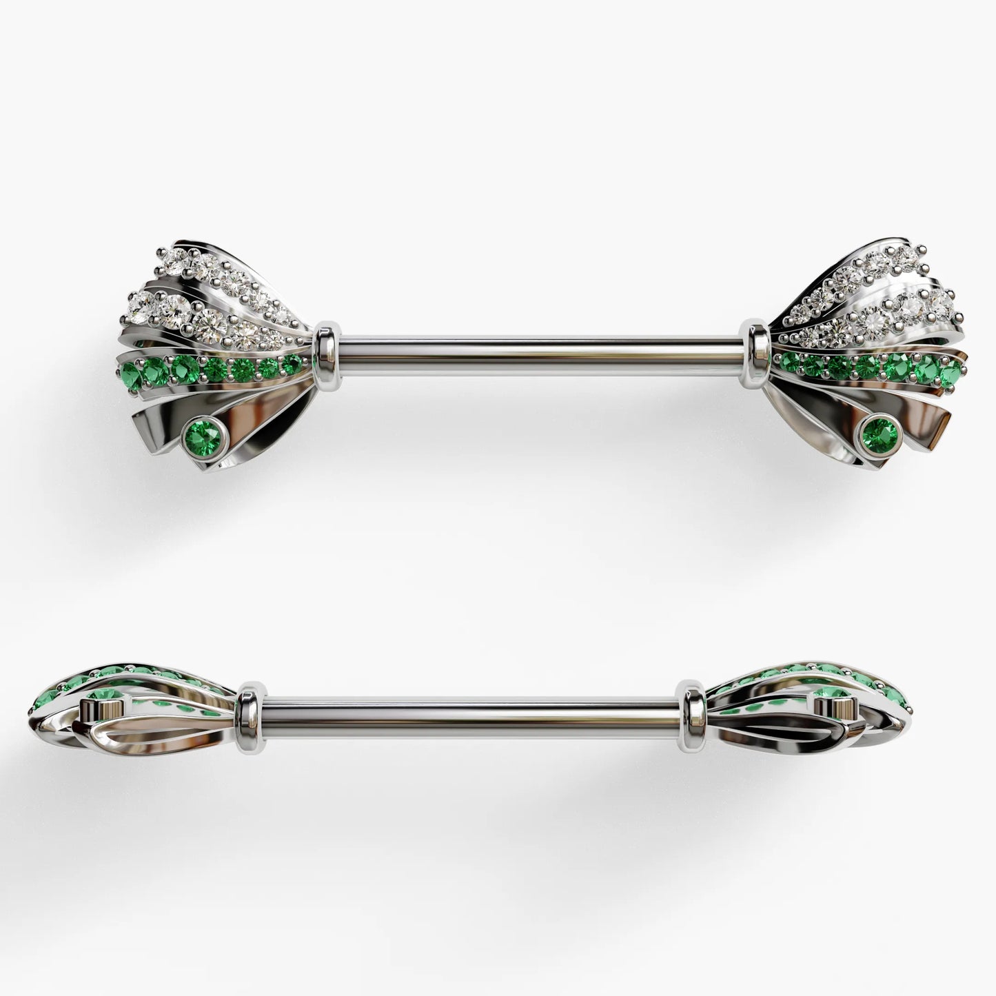 Put a Bow on It Nipple Barbell White Gold