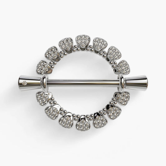 Wildflower Nipple Barbell White Gold