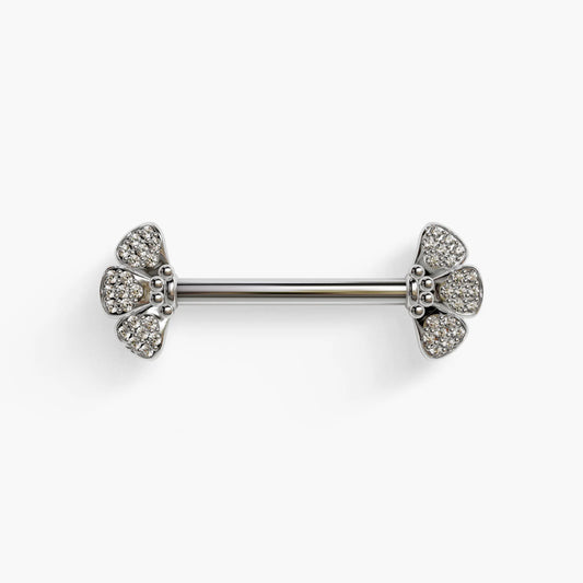 Wildflower Mini Nipple Barbell White Gold