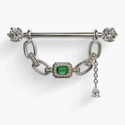 Lock & Key Nipple Barbell White Gold