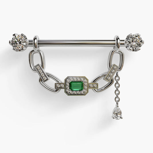 Lock & Key Nipple Barbell White Gold