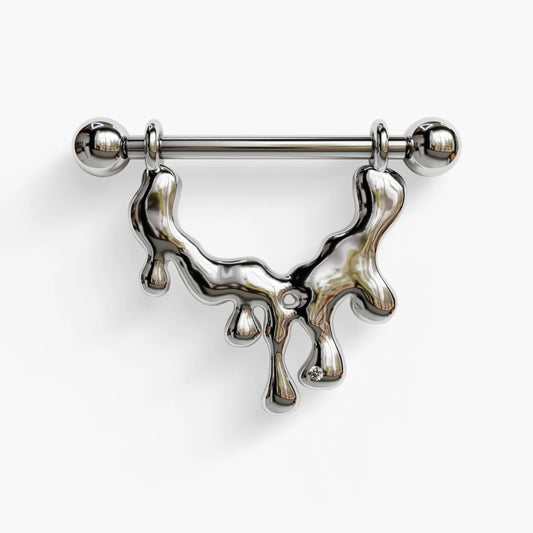 Burn For Me Nipple Barbell White Gold