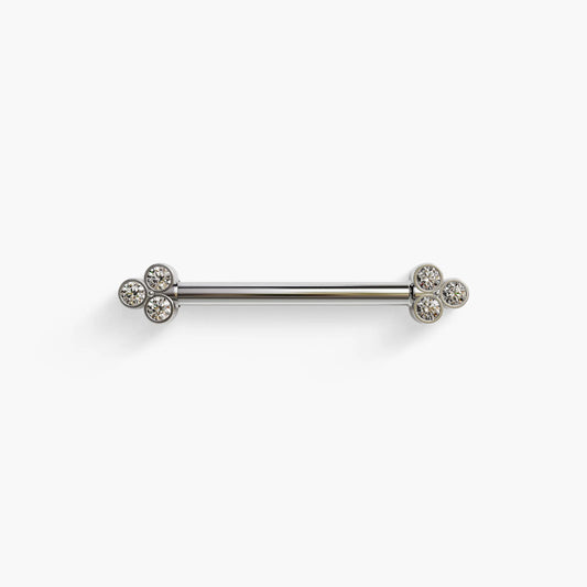 Dot Nipple Barbell White Gold