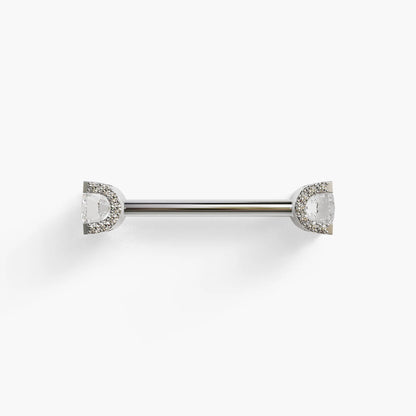 Spotlight Nipple Barbell White Gold