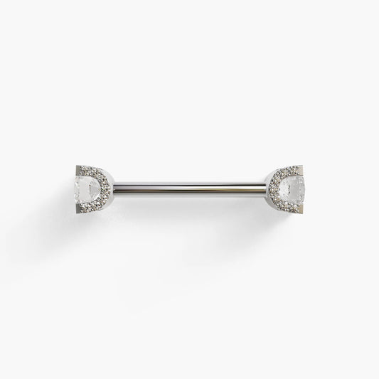 Spotlight Nipple Barbell White Gold