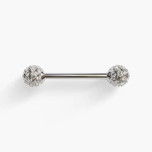 Pave Diamond Nipple Barbell White Gold
