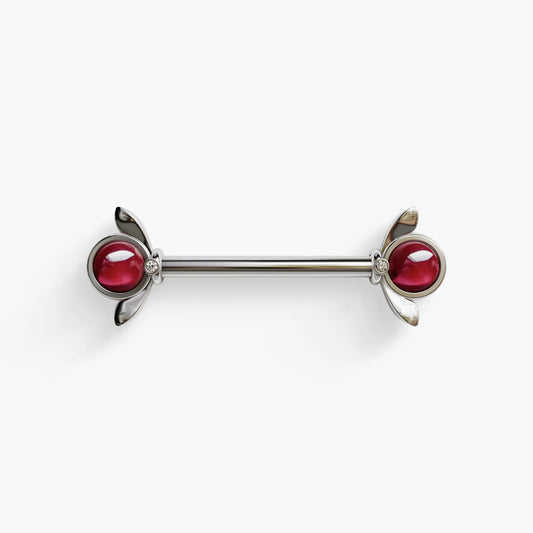 Rouge Bloom Nipple Barbell White Gold