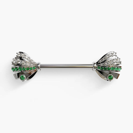 Put a Bow on It Nipple Barbell White Gold