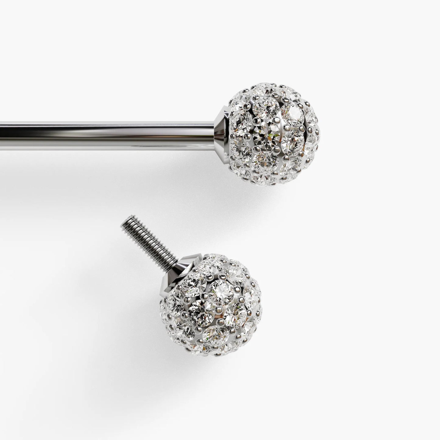 Pave Diamond Nipple Barbell White Gold