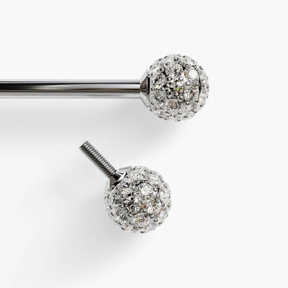 Pave Diamond Nipple Barbell White Gold