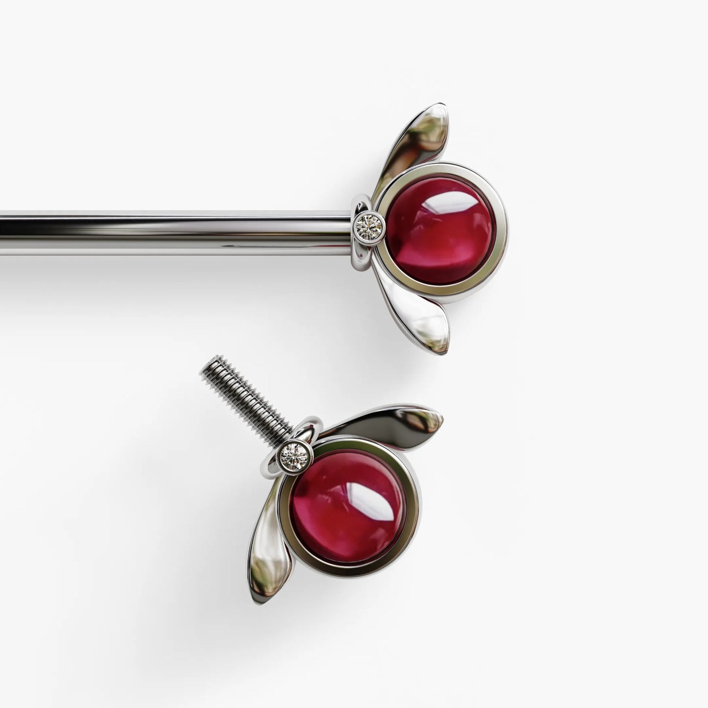 Rouge Bloom Nipple Barbell White Gold