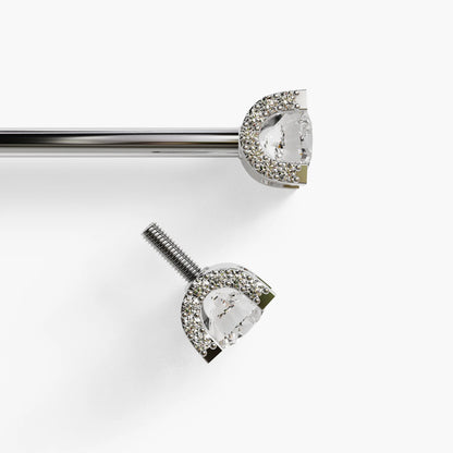 Spotlight Nipple Barbell White Gold