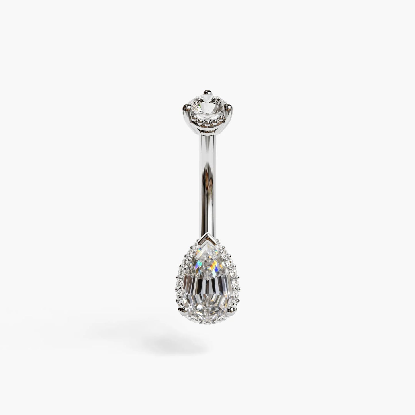 La Femme Pave 1.0 ct. Step Cut Diamond Belly Ring White Gold
