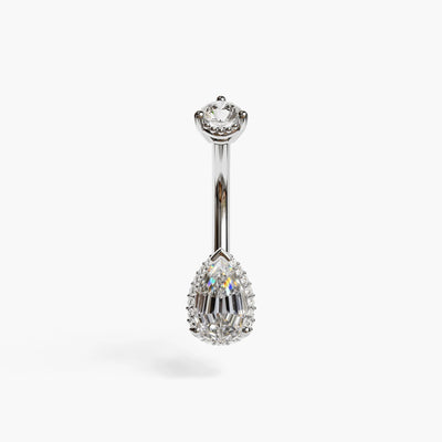 La Femme Pave 1.0 ct. Step Cut Diamond Belly Ring White Gold