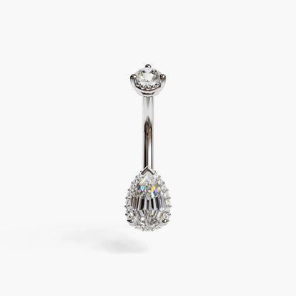La Femme Pave 1.0 ct. Step Cut Diamond Belly Ring White Gold