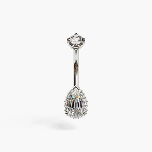 La Femme Pave 1.0 ct. Step Cut Diamond Belly Ring White Gold