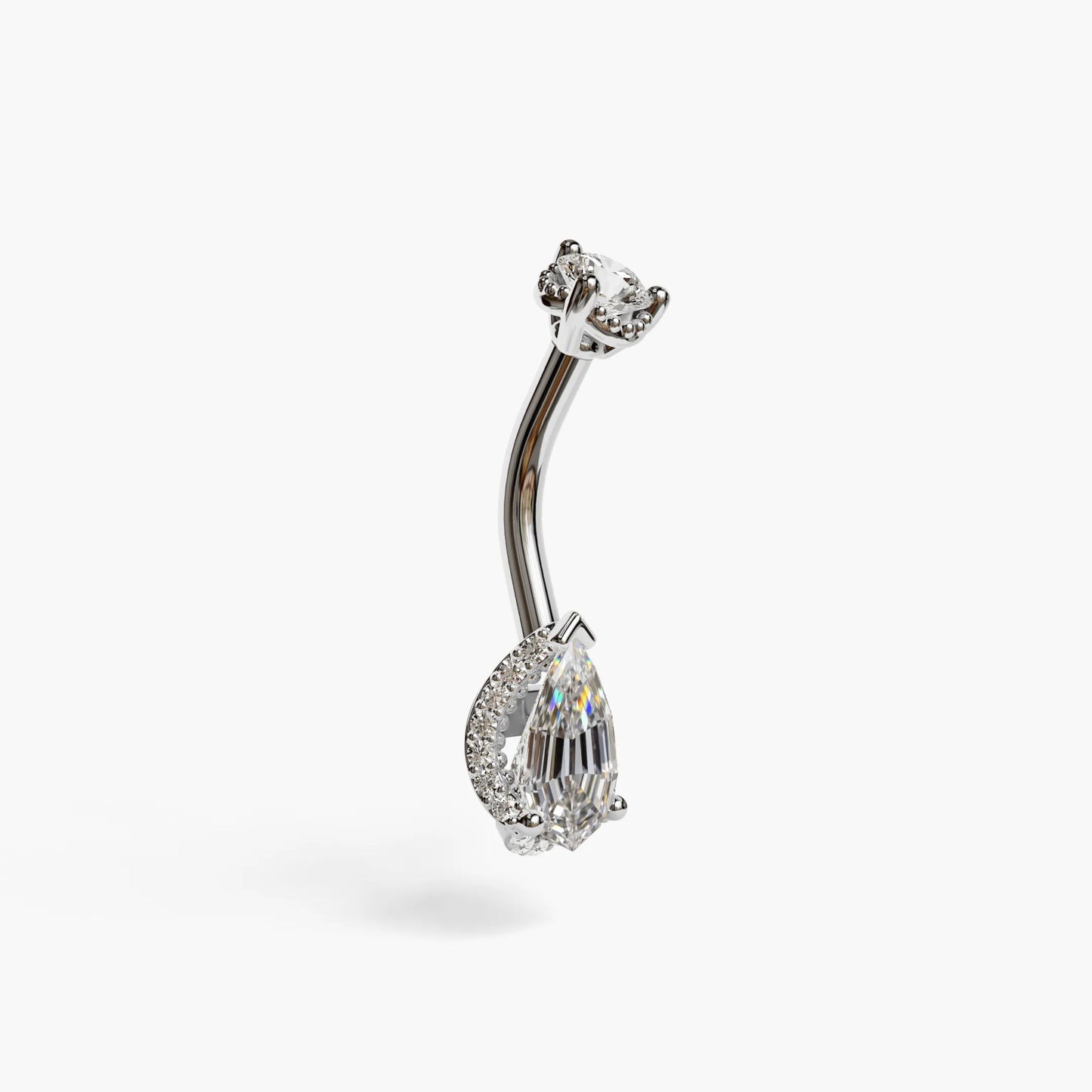 La Femme Pave 1.0 ct. Step Cut Diamond Belly Ring White Gold