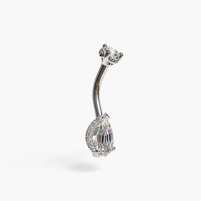 La Femme Pave 1.0 ct. Step Cut Diamond Belly Ring White Gold