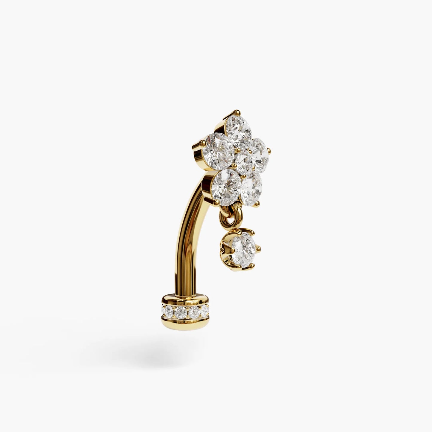 Sunflower Floating Moissanite Belly Ring