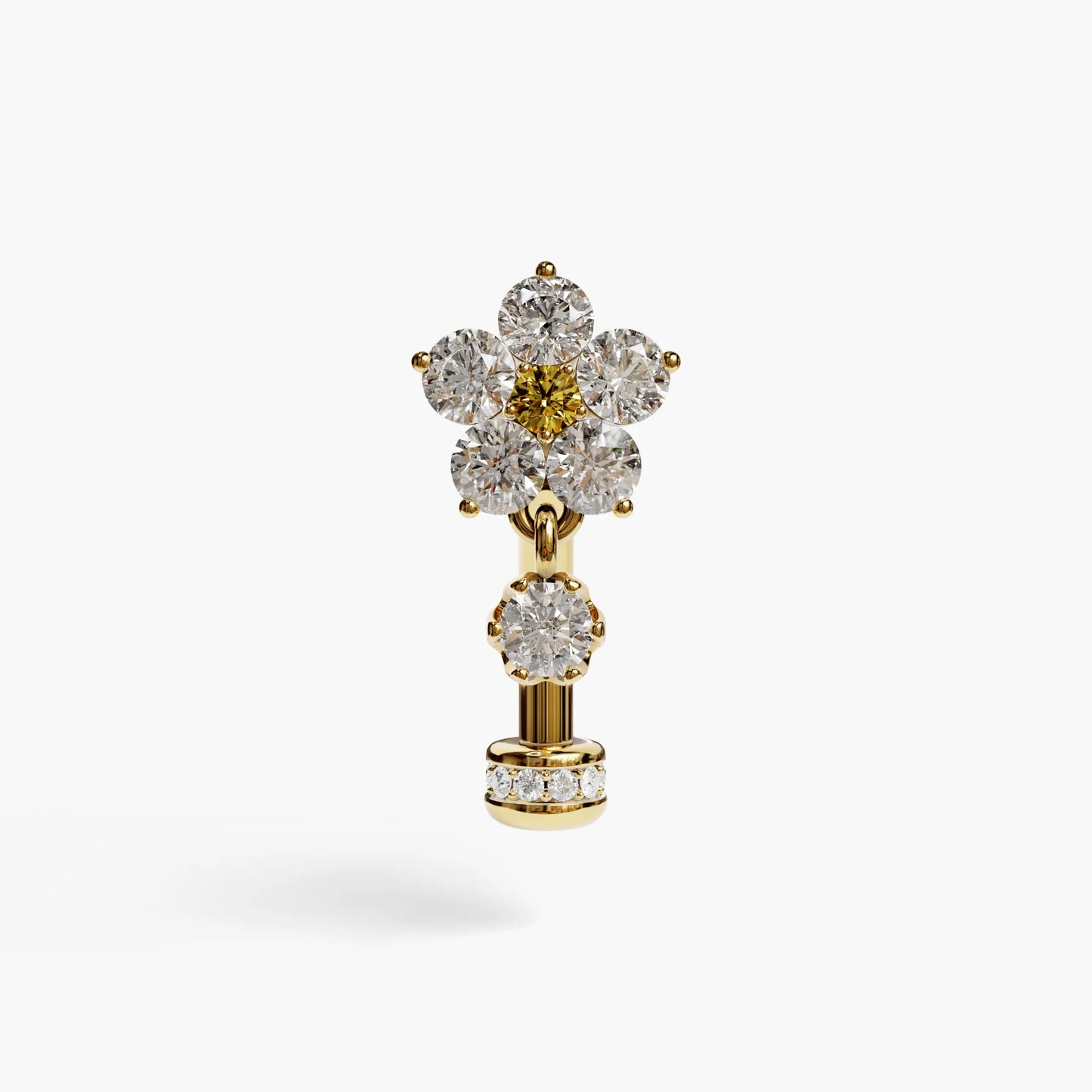 Sunflower Yellow Floating Moissanite Belly Ring