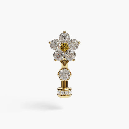 Sunflower Yellow Floating Moissanite Belly Ring
