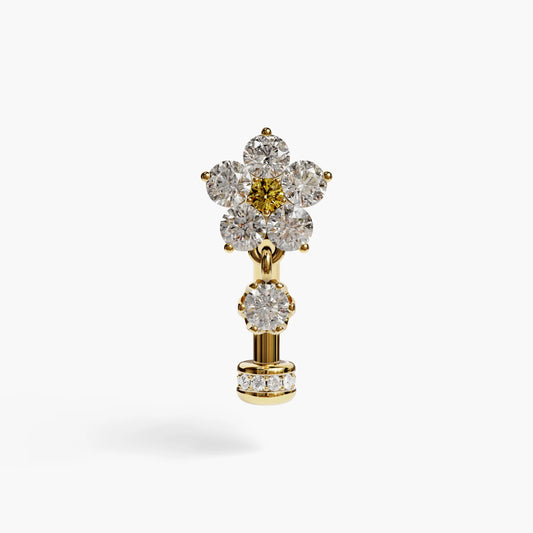 Sunflower Yellow Floating Moissanite Belly Ring